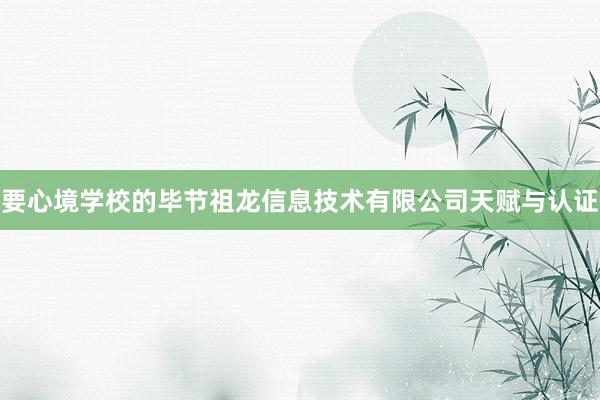 要心境学校的毕节祖龙信息技术有限公司天赋与认证